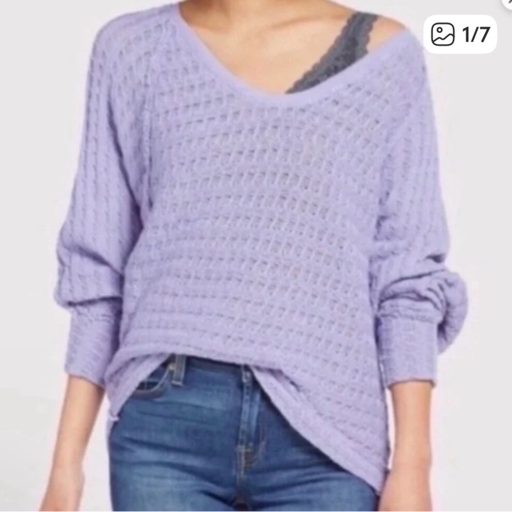 We the free sweater lose knit lilac dolman sleeves size medium
